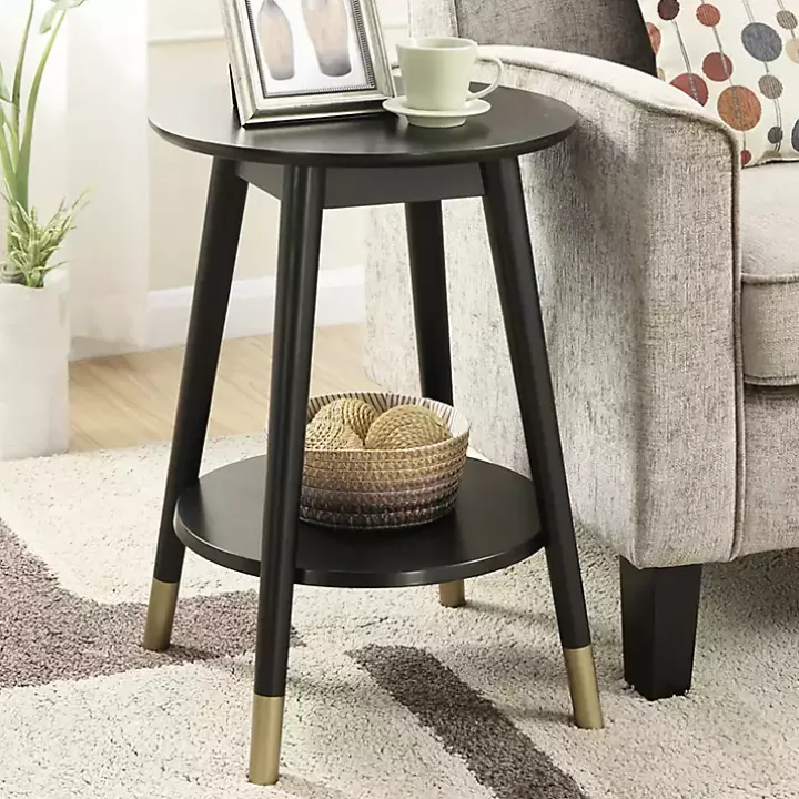 Mia Round Black Accent Table