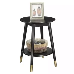 Mia Round Black Accent Table