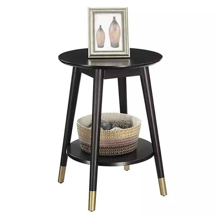 Mia Round Black Accent Table