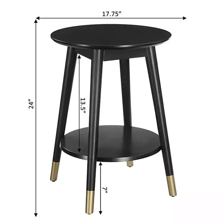 Mia Round Black Accent Table