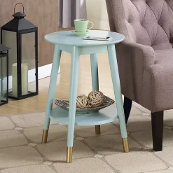 Mia Round Light Blue Accent Table