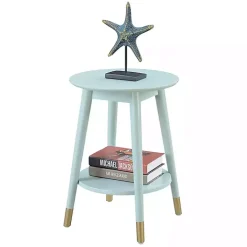 Mia Round Light Blue Accent Table