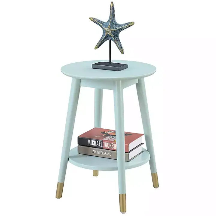 Mia Round Light Blue Accent Table