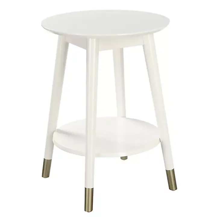 Mia Round White Accent Table