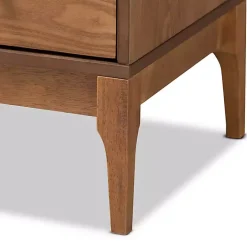 Mid-Century Modern Rattan Walnut Cabinet