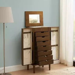 Mid-Century Modern Walnut Jewelry Armoire