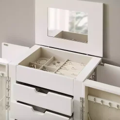 Mid-Century Modern White Jewelry Armoire