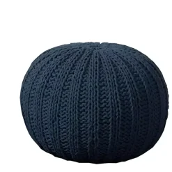 Midnight Blue Cable Knit Pouf