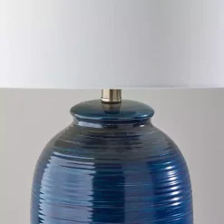 Midnight Blue Ribbed Alexis Table Lamp