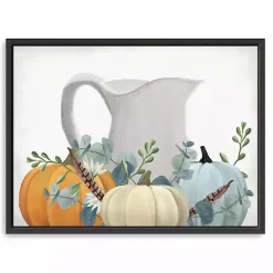Milk Jug Pumpkins Framed Canvas Art Print