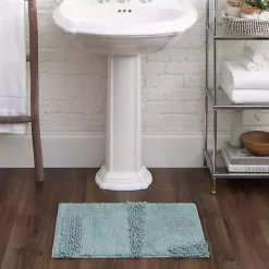 Mint Blue Asymmetrical Cotton Bath Mat, 60 in.