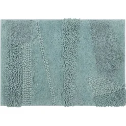 Mint Blue Asymmetrical Cotton Bath Mat, 60 in.