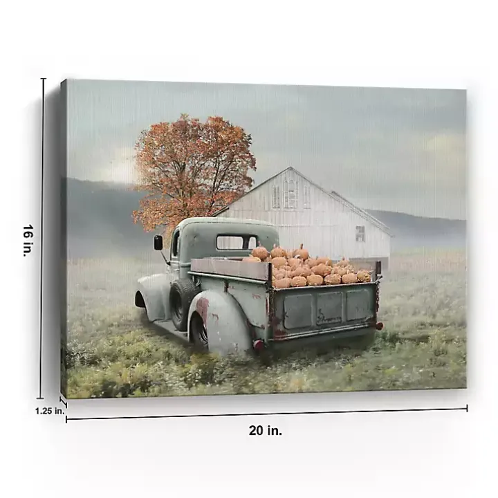 Misty Pumpkin Farm Harvest Canvas Wall Art