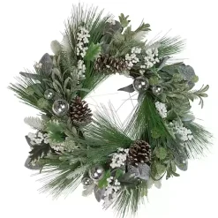 Mixed Foliage and White Berry Wreath