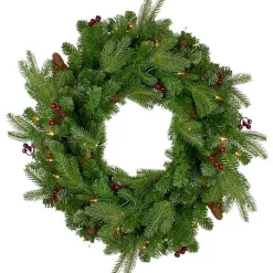 Mixed Winterberry Pinecone Pre-Lit Wreath