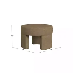 Mocha Brown Round Upholstered Ottoman