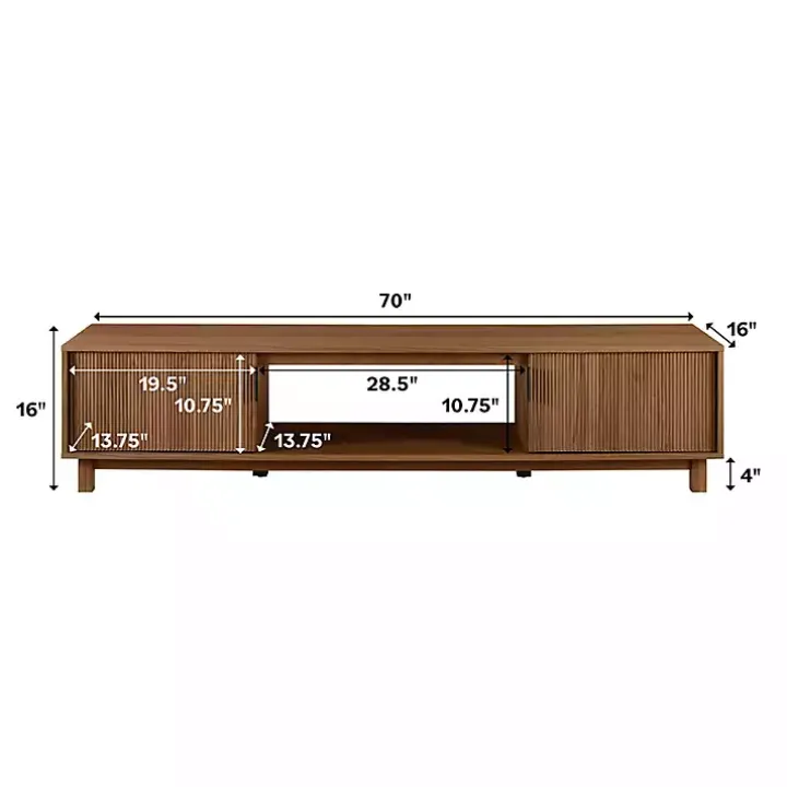 Mocha Brown Wood Fluted 2-Door TV Stand