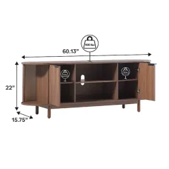 Mocha Brown Wood Reeded Oval TV Stand