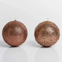 Mocha Glitter Beaded 2-pc. Ornament Set, 6 in.