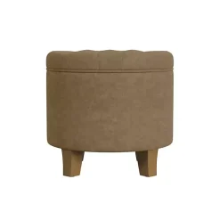 Mocha Velvet Tufted Storage Ottoman