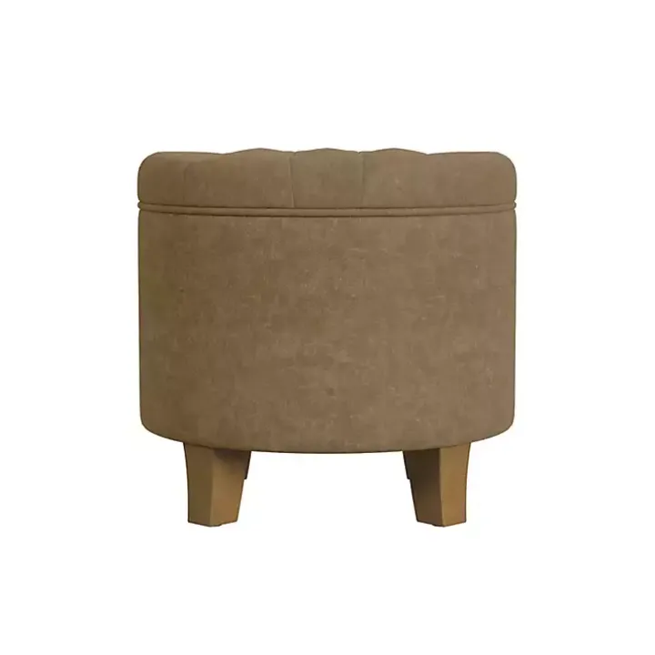 Mocha Velvet Tufted Storage Ottoman