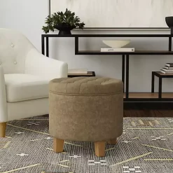 Mocha Velvet Tufted Storage Ottoman