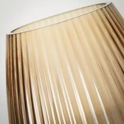 Modern Amber Ribbed Glass Vase