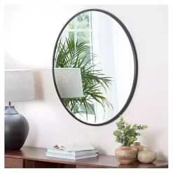 Modern Black Metal Round Wall Mirror
