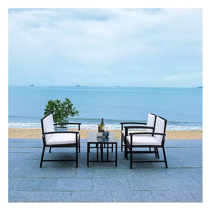 Modern Black Wicker 4-pc. Outdoor Living Set