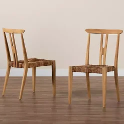 Modern Bohemian Wishbone Dining Chairs, Set of 2