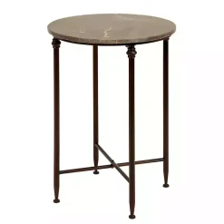Modern Metal and Marble Accent Table