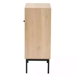 Modern Natural Wood Rattan Cabinet