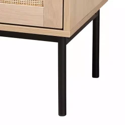 Modern Natural Wood Rattan Cabinet