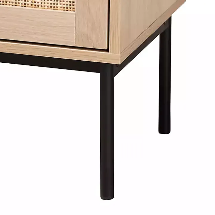 Modern Natural Wood Rattan Cabinet
