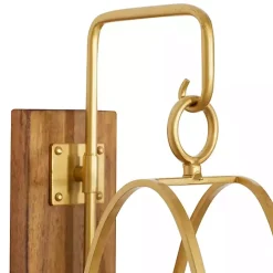 Modern Warm Wood and Gold Sconce