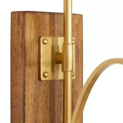 Modern Warm Wood and Gold Sconce