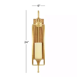 Modern Warm Wood and Gold Sconce