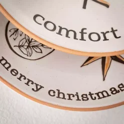 Modern White Cozy Christmas Snack Plates, Set of 4