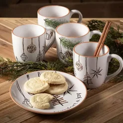 Modern White Cozy Christmas Snack Plates, Set of 4