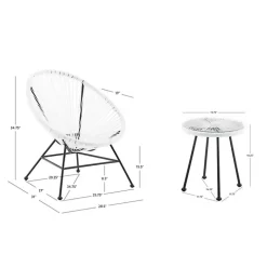 Modern White Wicker 3-pc. Outdoor Patio Set