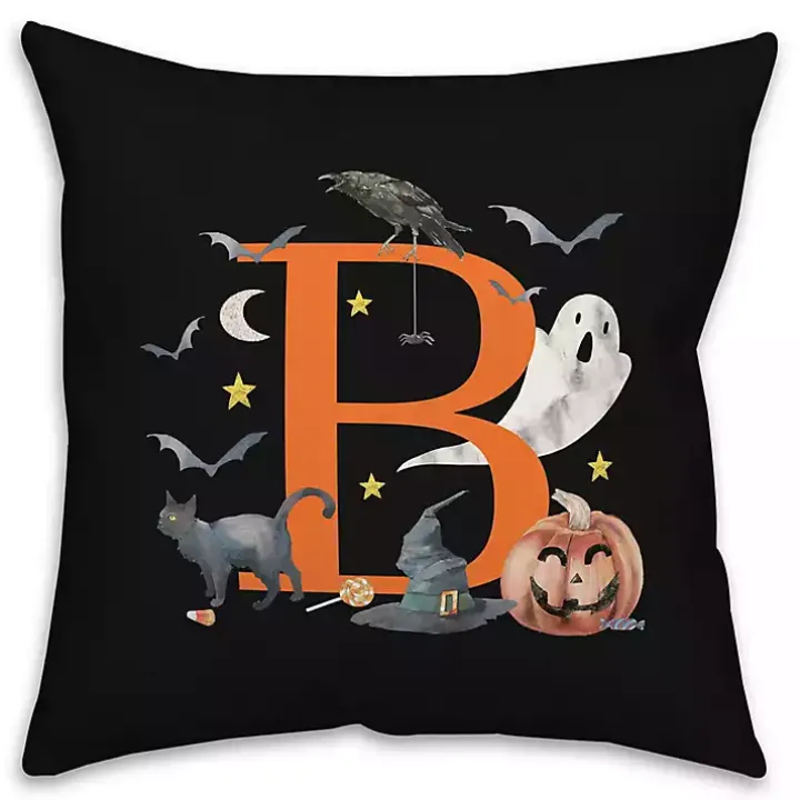 Monogram B Halloween Indoor/Outdoor Pillow