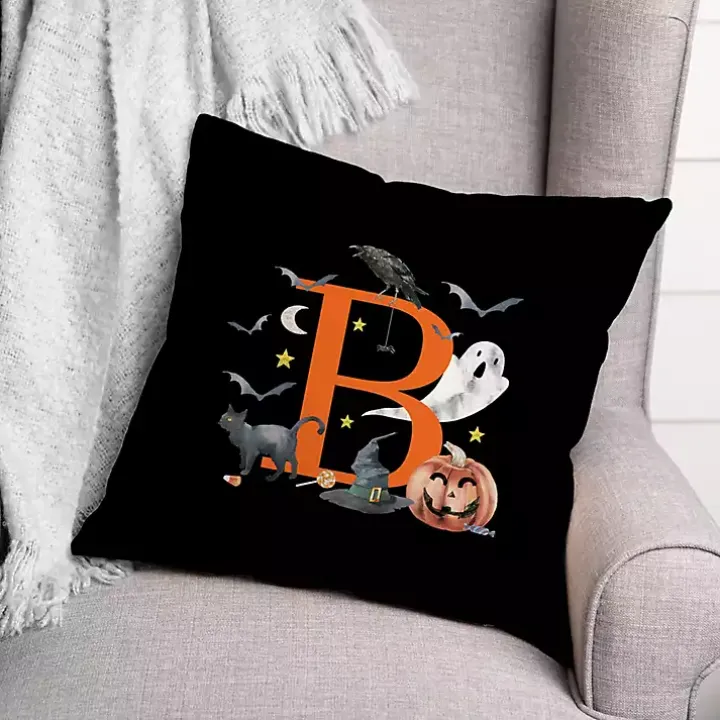 Monogram B Halloween Indoor/Outdoor Pillow