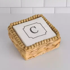 Monogram C Beaded Napkin Holder Set