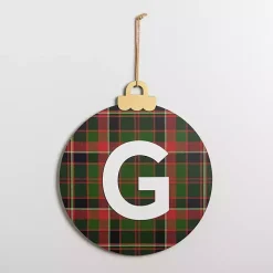 Monogram G Plaid Ornament Wall Plaque