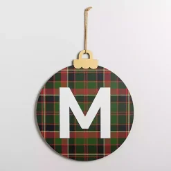 Monogram M Plaid Ornament Wall Plaque