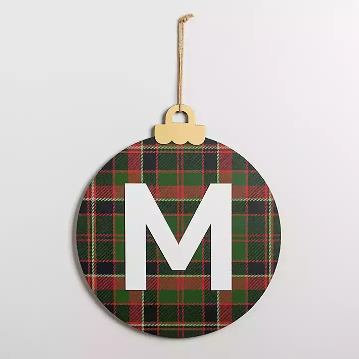 Monogram M Plaid Ornament Wall Plaque