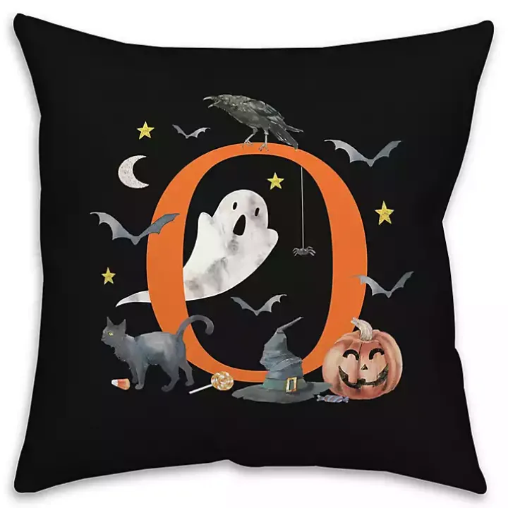 Monogram O Halloween Indoor/Outdoor Pillow
