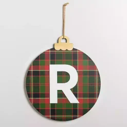 Monogram R Plaid Ornament Wall Plaque