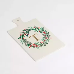 Monogram T Christmas Wreath Serving Board