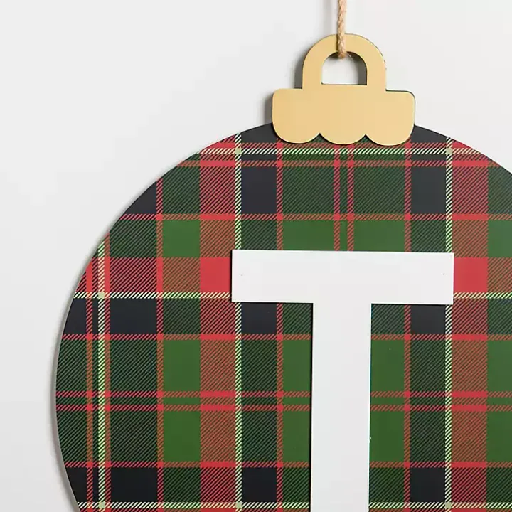 Monogram T Plaid Ornament Wall Plaque